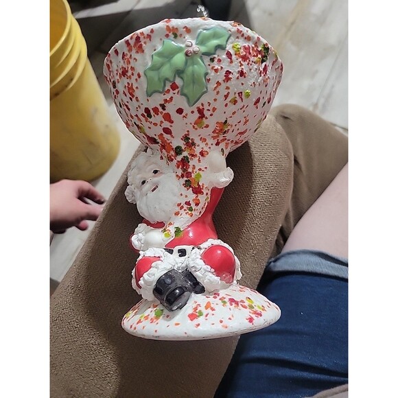 Vintage Santa Claus Candy Dish Cornucopia 6 1/2 Inches Tall - Picture 4 of 5